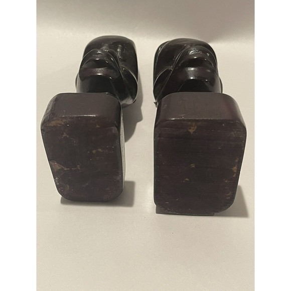 Set Of 2 Vintage Carved Wood Tribal Black Woman Head and Neck Bust Figurine 8”+ - Picture 10 of 11